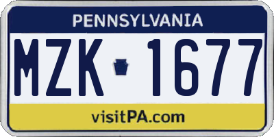 PA license plate MZK1677