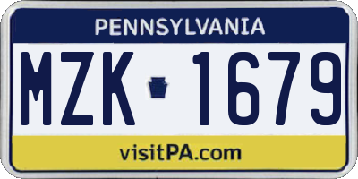 PA license plate MZK1679