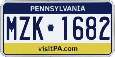 PA license plate MZK1682