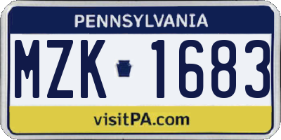 PA license plate MZK1683