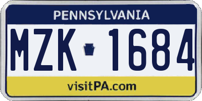 PA license plate MZK1684
