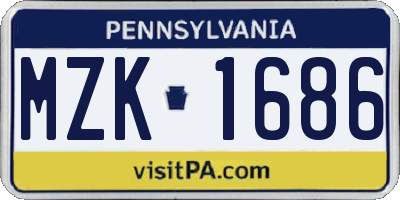 PA license plate MZK1686