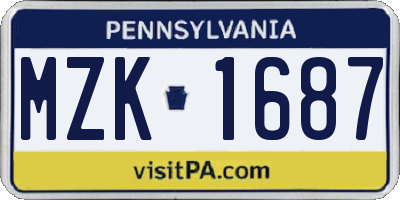 PA license plate MZK1687