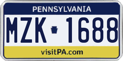 PA license plate MZK1688