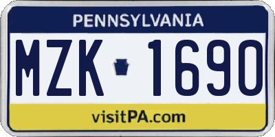 PA license plate MZK1690