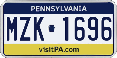 PA license plate MZK1696