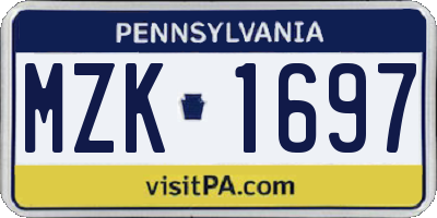 PA license plate MZK1697