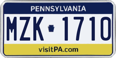 PA license plate MZK1710