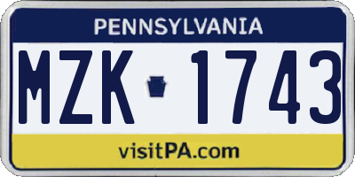 PA license plate MZK1743