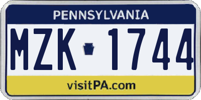 PA license plate MZK1744