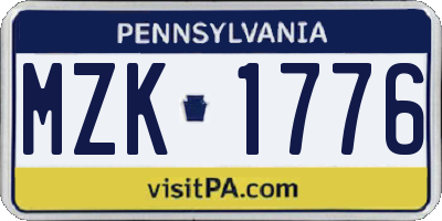 PA license plate MZK1776