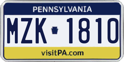 PA license plate MZK1810