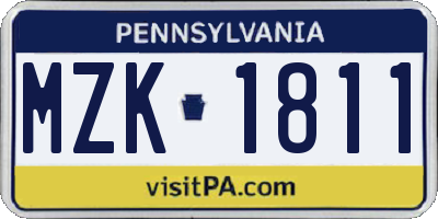 PA license plate MZK1811