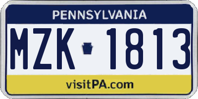 PA license plate MZK1813
