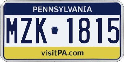 PA license plate MZK1815