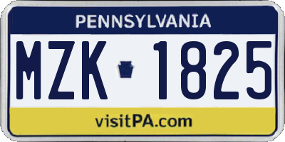 PA license plate MZK1825