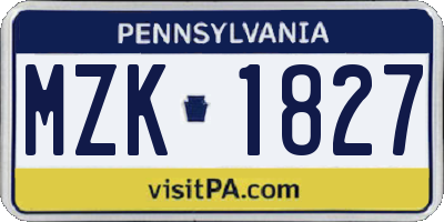 PA license plate MZK1827
