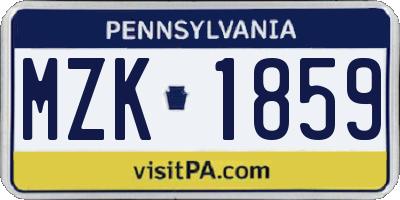 PA license plate MZK1859