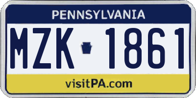 PA license plate MZK1861