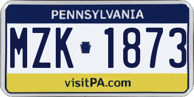 PA license plate MZK1873