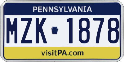 PA license plate MZK1878