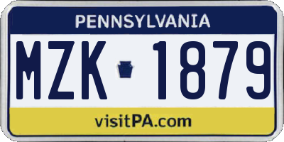 PA license plate MZK1879