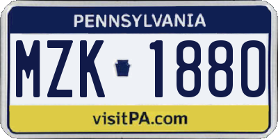 PA license plate MZK1880