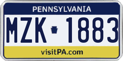 PA license plate MZK1883
