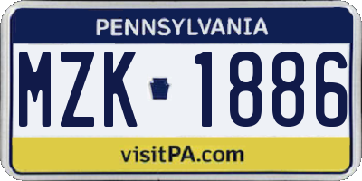 PA license plate MZK1886