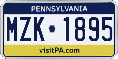 PA license plate MZK1895