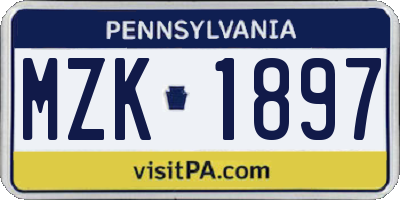 PA license plate MZK1897