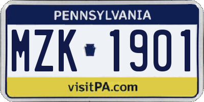 PA license plate MZK1901