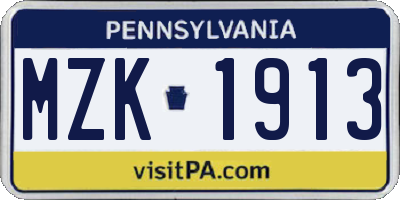 PA license plate MZK1913