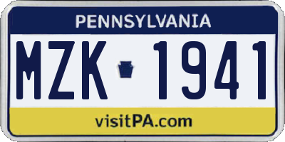 PA license plate MZK1941