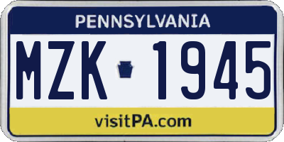 PA license plate MZK1945
