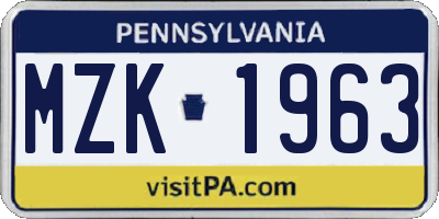 PA license plate MZK1963