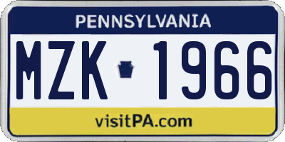 PA license plate MZK1966