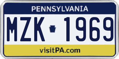 PA license plate MZK1969