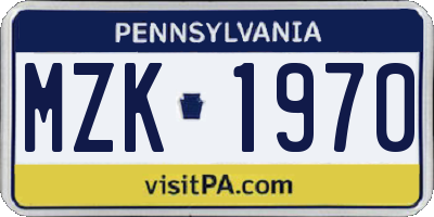 PA license plate MZK1970