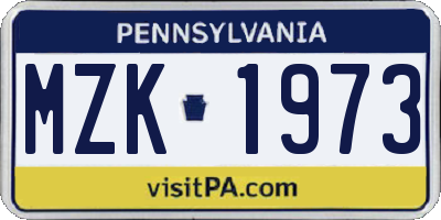 PA license plate MZK1973