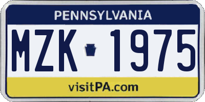 PA license plate MZK1975