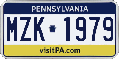 PA license plate MZK1979