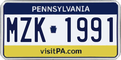PA license plate MZK1991