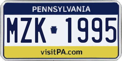 PA license plate MZK1995