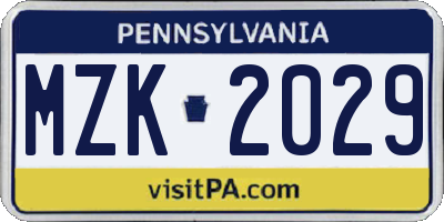 PA license plate MZK2029