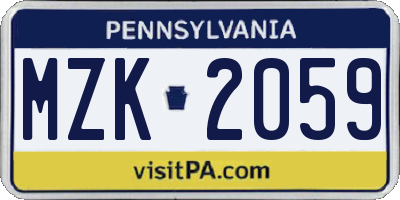 PA license plate MZK2059