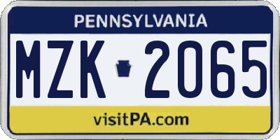 PA license plate MZK2065