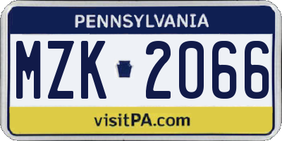 PA license plate MZK2066