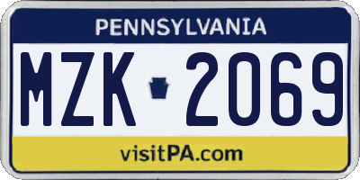 PA license plate MZK2069