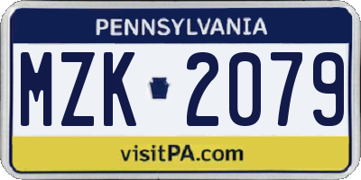 PA license plate MZK2079